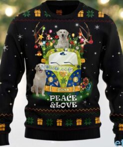 Peace Love Golden Retriever Dog Mom Ugly Sweater Black