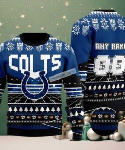 Personalized Indianapolis Colts Custom Name Ugly Xmas Sweater Party Blue Personalized Indianapolis Colts Custom Name Ugly Xmas Sweater Party Blue