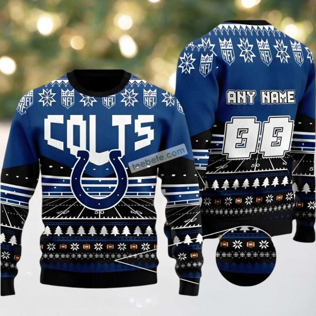 Personalized Indianapolis Colts Custom Name Ugly Xmas Sweater Party Blue Personalized Indianapolis Colts Custom Name Ugly Xmas Sweater Party Blue