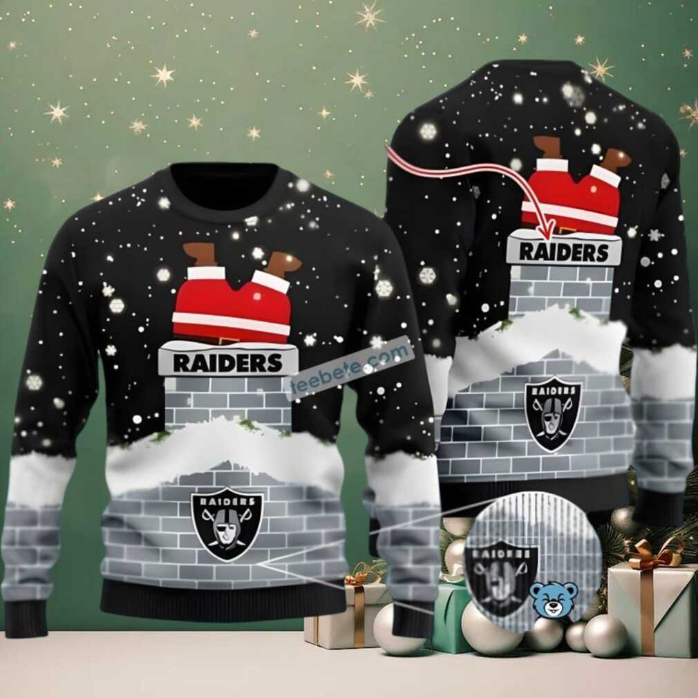 Personalized Las Vegas Raiders Santa Claus Funny Ugly Xmas Sweaters Black Grey Personalized Las Vegas Raiders Santa Claus Funny Ugly Xmas Sweaters Black Grey