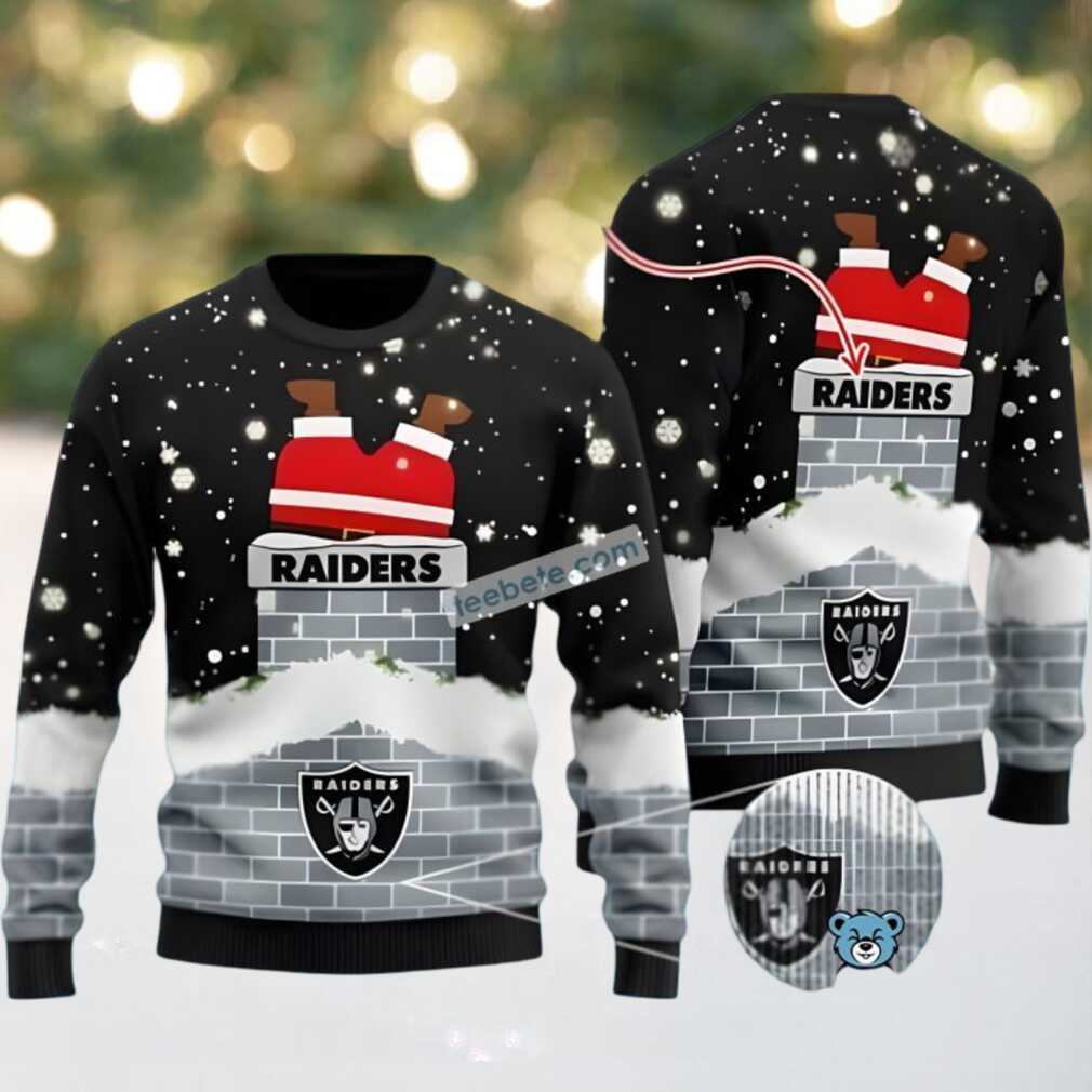 Personalized Las Vegas Raiders Santa Claus Funny Ugly Xmas Sweaters Black Grey Personalized Las Vegas Raiders Santa Claus Funny Ugly Xmas Sweaters Black Grey