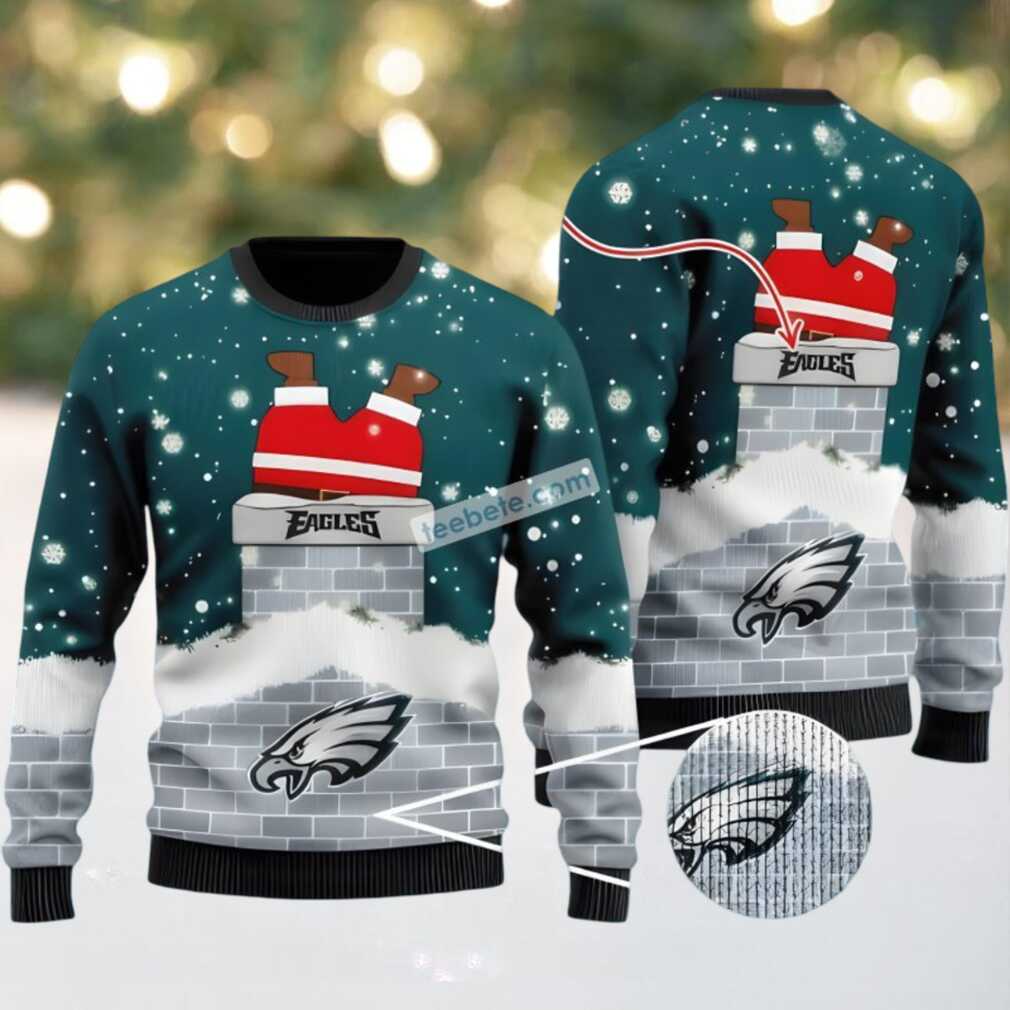 Personalized Philadelphia Eagles Santa Claus In The Chimney Ugly Xmas Sweaters Blue, hoodie, sweater, long sleeve and tank top Personalized Philadelphia Eagles Santa Claus In The Chimney Ugly Xmas Sweaters Blue