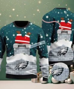 Personalized Philadelphia Eagles Santa Claus In The Chimney Ugly Xmas Sweaters Blue, hoodie, sweater, long sleeve and tank top Personalized Philadelphia Eagles Santa Claus In The Chimney Ugly Xmas Sweaters Blue
