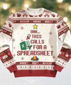 Personalized This Calls For A Spreadsheet Teacher Ugly Fluffy Christmas Sweater