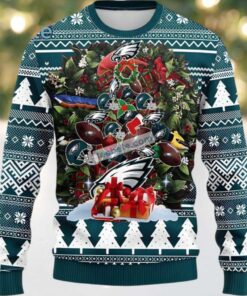 Philadelphia Eagles Christmas Wreath Ugly Sweater Blue White Naughty