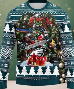 Philadelphia Eagles Christmas Wreath Ugly Sweater Blue White Naughty, hoodie, sweater, long sleeve and tank top Philadelphia Eagles Christmas Wreath Ugly Sweater Blue White Naughty