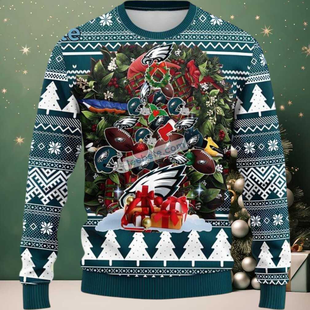 Philadelphia Eagles Christmas Wreath Ugly Sweater Blue White Naughty, hoodie, sweater, long sleeve and tank top Philadelphia Eagles Christmas Wreath Ugly Sweater Blue White Naughty
