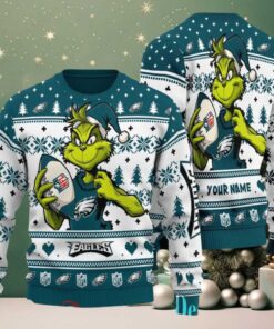 Philadelphia Eagles Grinch With Ball NFL Ugly Christmas Sweater Philadelphia Eagles Grinch With Ball NFL Ugly Christmas Sweater