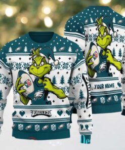 Philadelphia Eagles Grinch With Ball NFL Ugly Christmas Sweater