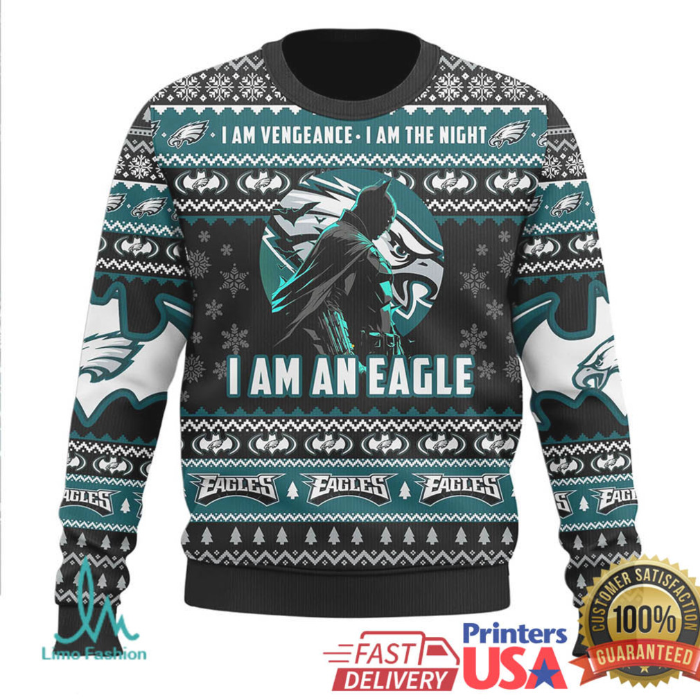 Philadelphia Eagles I Am Vengeance Batman Ugly Christmas Sweater Philadelphia Eagles I Am Vengeance Batman Ugly Christmas Sweater