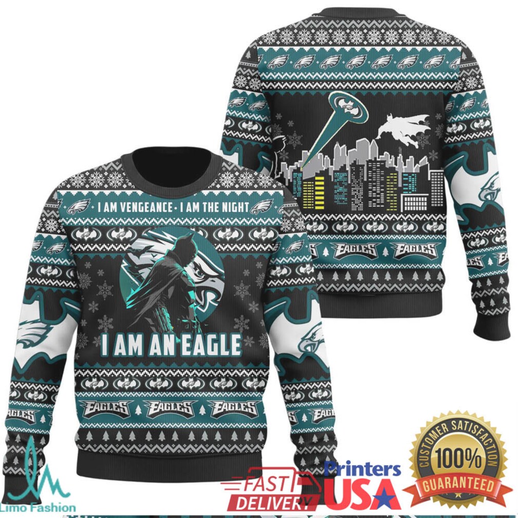 Philadelphia Eagles I Am Vengeance Batman Ugly Christmas Sweater Philadelphia Eagles I Am Vengeance Batman Ugly Christmas Sweater