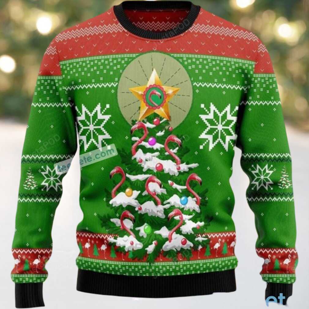Pine Tree Light Up Green Flamingo Ugly Christmas Sweater Pine Tree Light Up Green Flamingo Ugly Christmas Sweater