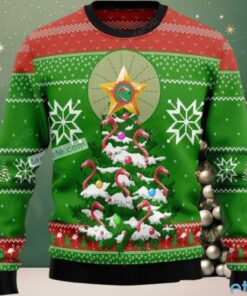 Pine Tree Light Up Green Flamingo Ugly Christmas Sweater