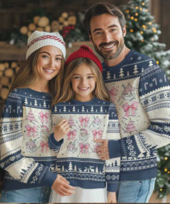 Pink Christmas Coquette Bow Ugly Christmas Sweater Santa Festive Xmas Vibe