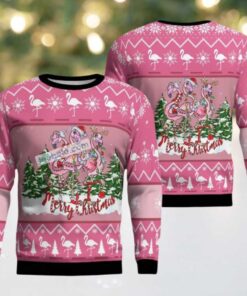 Pink Merry Family Flamingo Ugly Christmas Sweater