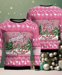 Pink Merry Family Flamingo Ugly Christmas Sweater
