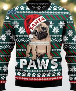 Pitbull Dog Face Santa Paws Ugly Christmas Sweater Green Cool