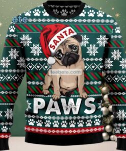 Pitbull Dog Face Santa Paws Ugly Christmas Sweater Green Cool, hoodie, sweater, long sleeve and tank top Pitbull Dog Face Santa Paws Ugly Christmas Sweater Green Cool