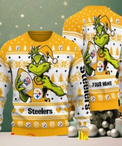 Pittsburgh Steelers Grinch With Ball NFL Ugly Christmas Sweater Pittsburgh Steelers Grinch With Ball NFL Ugly Christmas Sweater