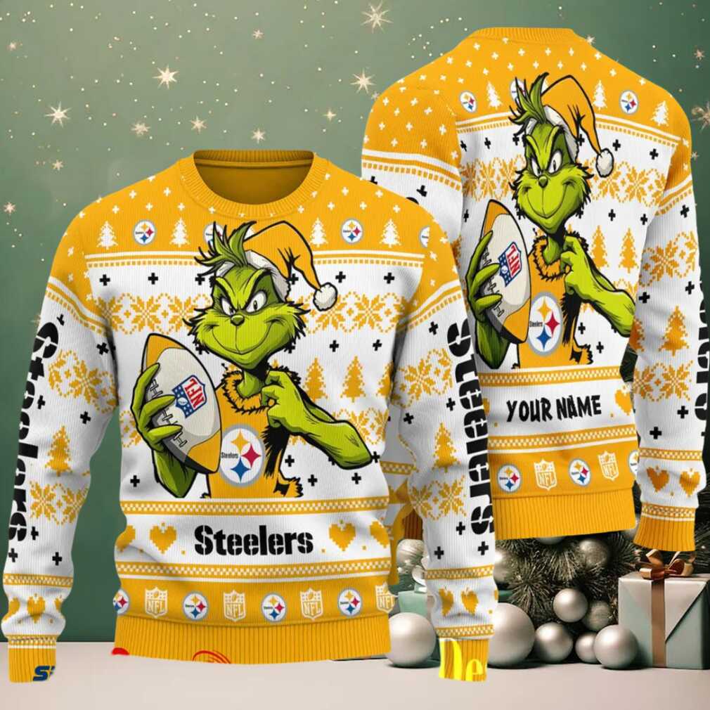 Pittsburgh Steelers Grinch With Ball NFL Ugly Christmas Sweater Pittsburgh Steelers Grinch With Ball NFL Ugly Christmas Sweater