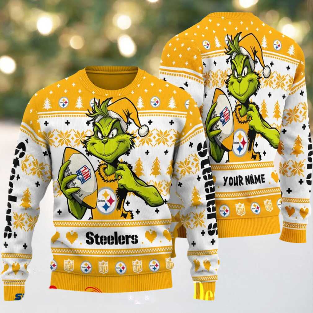 Pittsburgh Steelers Grinch With Ball NFL Ugly Christmas Sweater Pittsburgh Steelers Grinch With Ball NFL Ugly Christmas Sweater