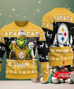 Pittsburgh Steelers Grinch With Beer Ugly Christmas Sweater Pittsburgh Steelers Grinch With Beer Ugly Christmas Sweater