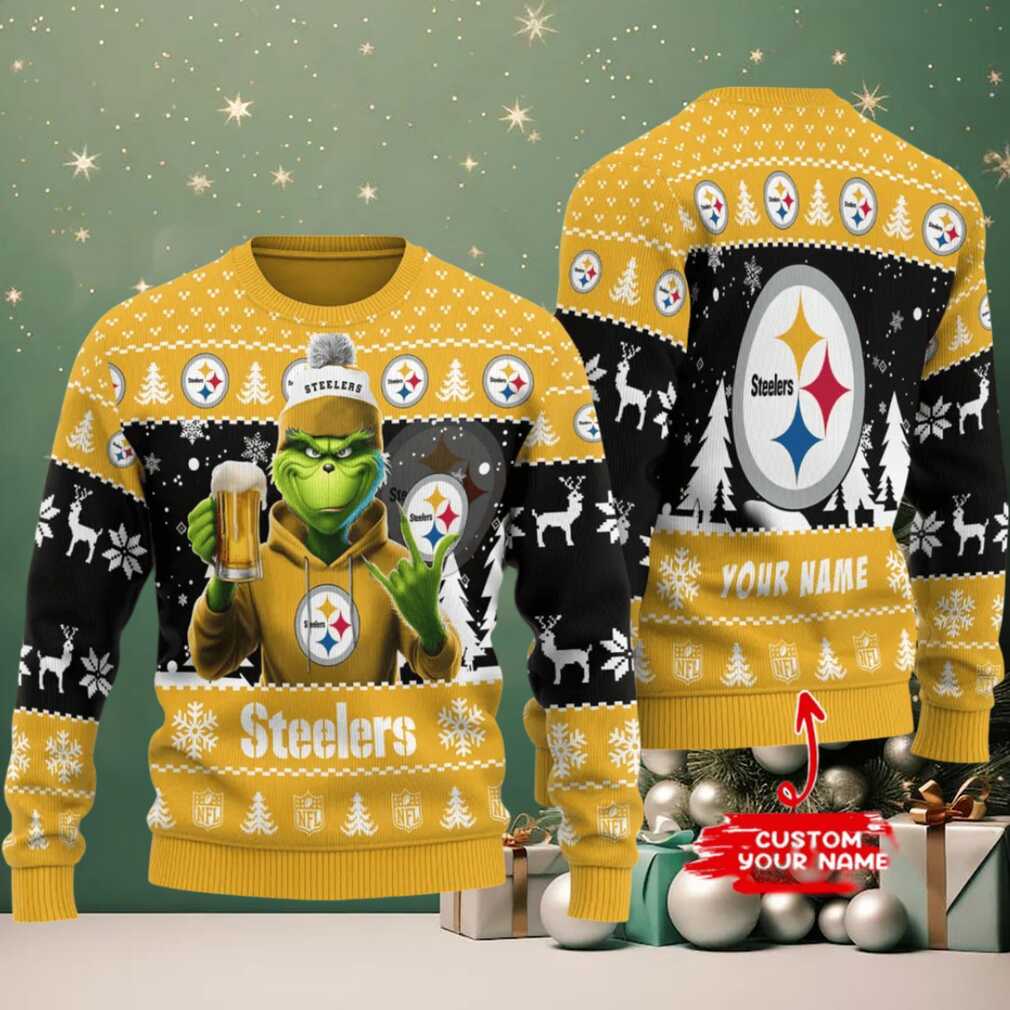 Pittsburgh Steelers Grinch With Beer Ugly Christmas Sweater Pittsburgh Steelers Grinch With Beer Ugly Christmas Sweater