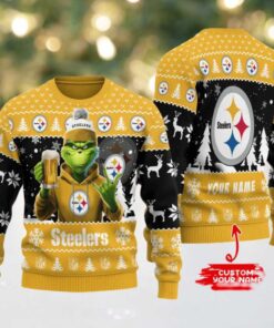 Pittsburgh Steelers Grinch With Beer Ugly Christmas Sweater
