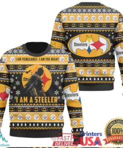 Pittsburgh Steelers 'I Am Vengeance' Batman Ugly Christmas Sweater
