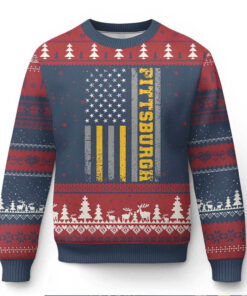 Pittsburgh Ugly Christmas Sweater Retro Vintage USA Flag Patriotic American Pittsburgh Ugly Christmas Sweater Retro Vintage USA Flag Patriotic American