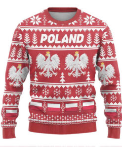 Poland Christmas Ugly Christmas Sweater Emblem With Flag Style