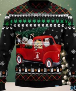 Pomeranian Dog Bring Xmas Tree Ugly Sweater Black, hoodie, sweater, long sleeve and tank top Pomeranian Dog Bring Xmas Tree Ugly Sweater Black