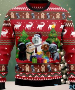 Poodle Dog Family Ugly Sweater Party Red, hoodie, sweater, long sleeve and tank top Poodle Dog Family Ugly Sweater Party Red
