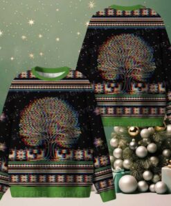 Psychedelic Tree Of Life Ugly Christmas Knit Sweatshirt