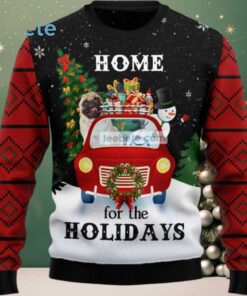 Pug Dog And Snowman Ugly Christmas Sweaters Vintage Red Black, hoodie, sweater, long sleeve and tank top Pug Dog And Snowman Ugly Christmas Sweaters Vintage Red Black