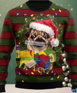 Pug Dog Mom Dad Wreath Ugly Christmas Sweatshirt Womens Green, hoodie, sweater, long sleeve and tank top Pug Dog Mom Dad Wreath Ugly Christmas Sweatshirt Womens Green