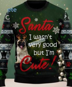 Pugdog Im Cute Dog Face Ugly Sweater Green Funny, hoodie, sweater, long sleeve and tank top Pugdog Im Cute Dog Face Ugly Sweater Green Funny