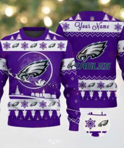 Purple Philadelphia Eagles NFL Ugly Christmas Sweater   Name Customized