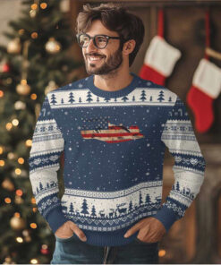 Racing Car Ugly Christmas Sweater Retro Style Vintage American Flag