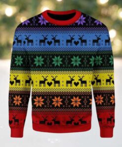 Rainbow Deer LGBT Ugly Christmas Sweater 2025