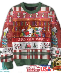 Read. Relax. Repeat Snoopy’s Bookworm Christmas Ugly Sweater