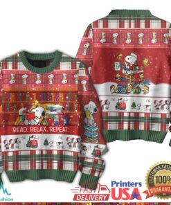 Read. Relax. Repeat Snoopy's Bookworm Christmas Ugly Sweater