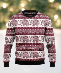 Red Elephant Mandala Ugly Christmas Sweater 2025