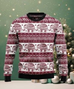 Red Elephant Mandala Ugly Christmas Sweater 2025