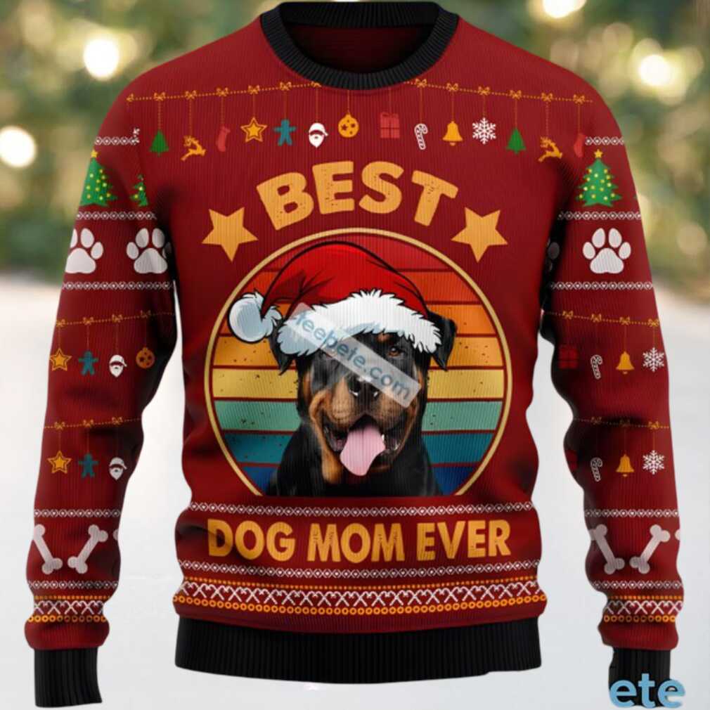 Rottweiler Best Dog Mom Ever Ugly Christmas Sweater Ladies Red, hoodie, sweater, long sleeve and tank top Rottweiler Best Dog Mom Ever Ugly Christmas Sweater Ladies Red