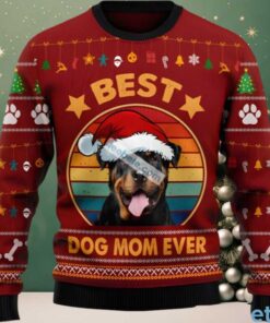 Rottweiler Best Dog Mom Ever Ugly Christmas Sweater Ladies Red, hoodie, sweater, long sleeve and tank top Rottweiler Best Dog Mom Ever Ugly Christmas Sweater Ladies Red