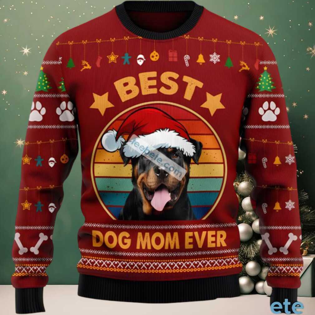 Rottweiler Best Dog Mom Ever Ugly Christmas Sweater Ladies Red, hoodie, sweater, long sleeve and tank top Rottweiler Best Dog Mom Ever Ugly Christmas Sweater Ladies Red