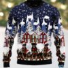 Peace Love And Dog Yoga Ugly Christmas Sweater Blue Funny Peace Love And Dog Yoga Ugly Christmas Sweater Blue Funny