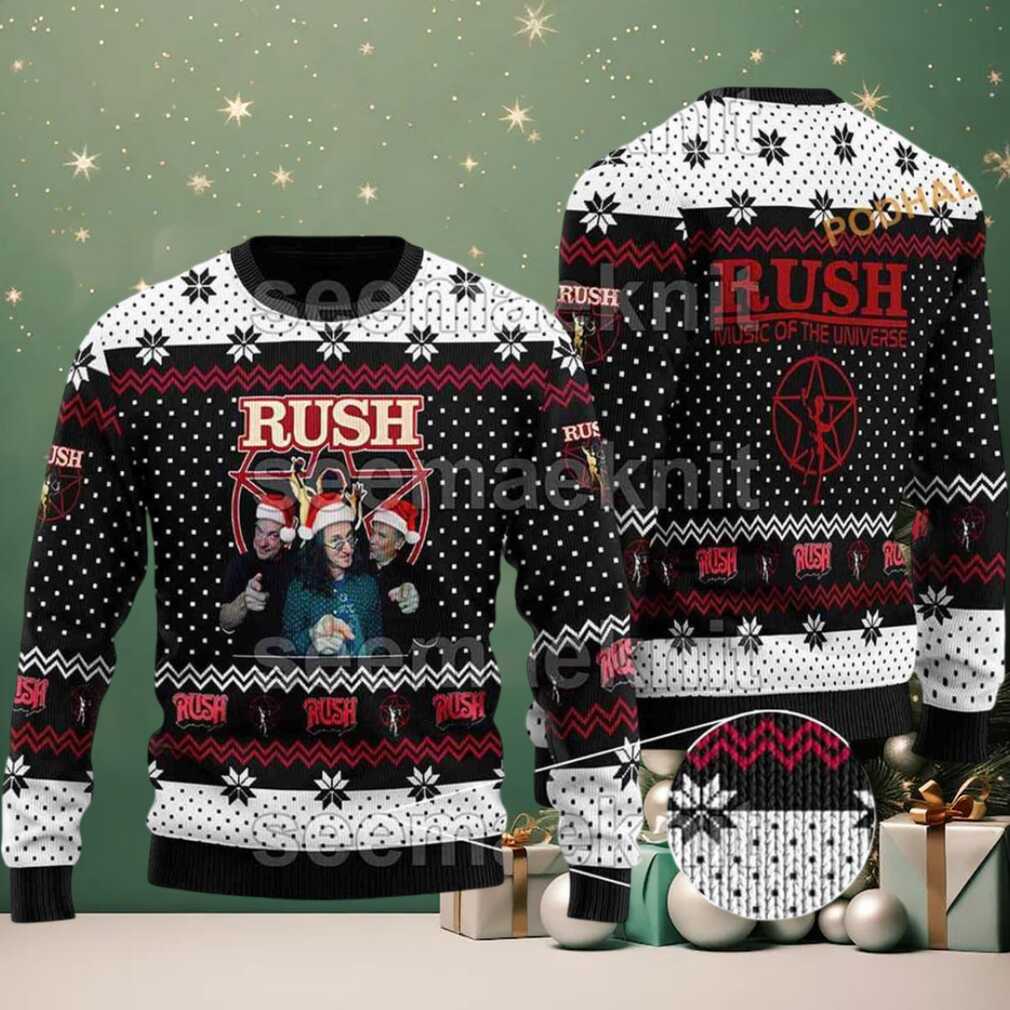Rush Band Music Of The Universe Funny Santa Hat Ugly Christmas Sweater Rush Band Music Of The Universe Funny Santa Hat Ugly Christmas Sweater