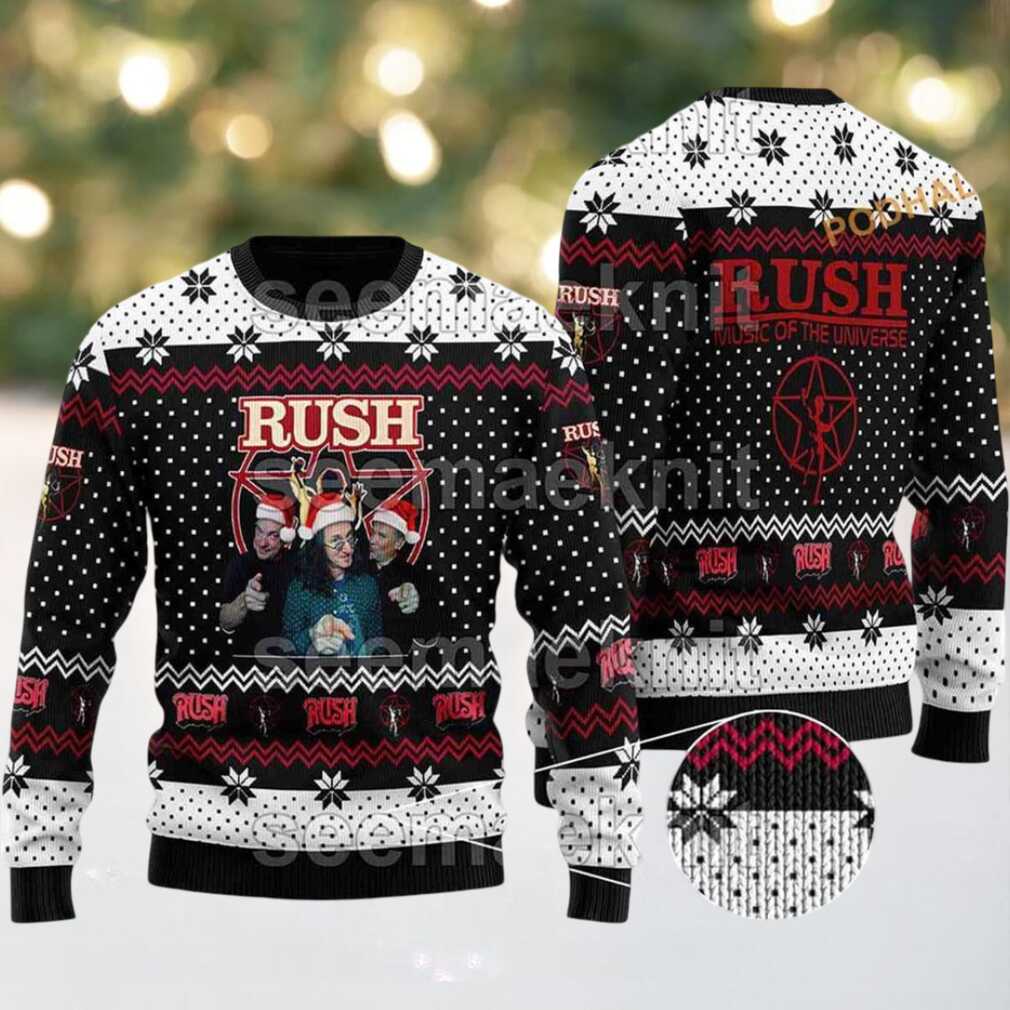 Rush Band Music Of The Universe Funny Santa Hat Ugly Christmas Sweater Rush Band Music Of The Universe Funny Santa Hat Ugly Christmas Sweater